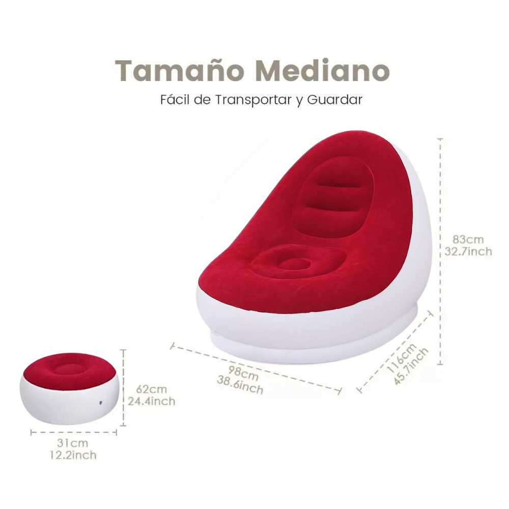 Miniatura 3 de Sofa Rojo Inflable Con Posapies